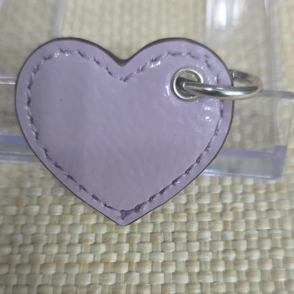 Coach Lavender Heart Leather Charm with Silver Script - Picture 3 of 3
